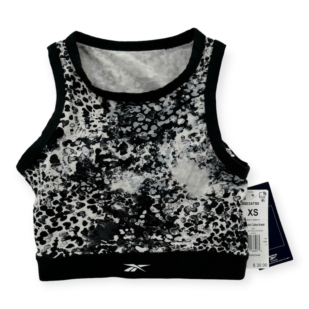 Reebok Sports Bra Womens Size XS Active Workout Mod Safari‎ Keyhole Cotton NWT